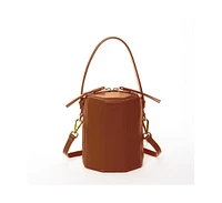 Susu Chocolate Brown Leather Bucket Bag Small Crossbody Purse Women's Handbag