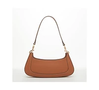 Susu Leather Baguette Bag Brown Purse 90s Small Shoulder Bag East West Y2K Underarm Bag Trendy Handbag for Everyday & Evening
