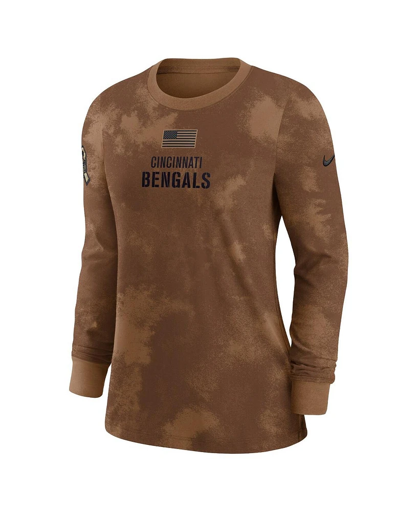 Nike Women's Brown Cincinnati Bengals Salute To Service Long Sleeve T-Shirt