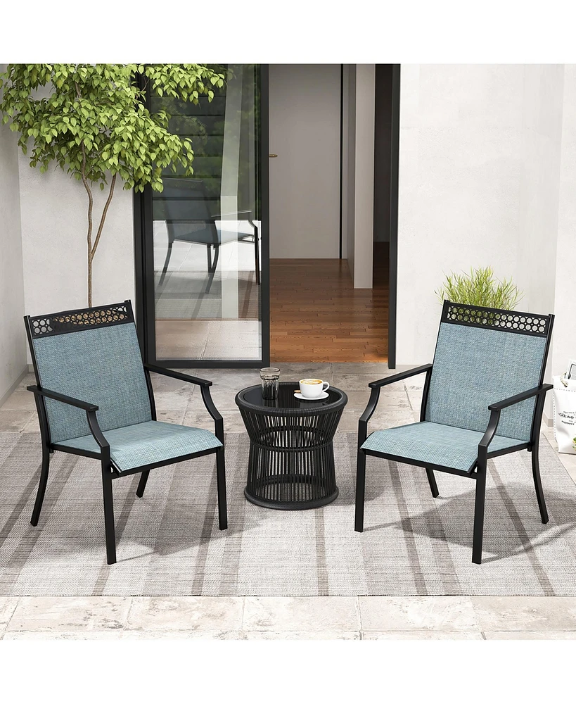 Gymax Patio Dining Chairs Set of 4 All Weather Outdoor Chairs w/ High Back & Armrests