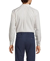 Lands' End Men's Pattern No Iron Supima Pinpoint Button Down Collar Dress Shirt