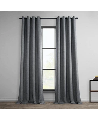 Half Price Drapes Dark Gravel Grommet Textured Faux Linen Room Darkening Curtain