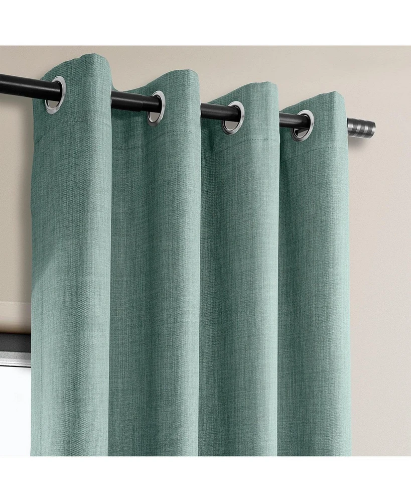 Half Price Drapes Sea Thistle Grommet Textured Faux Linen Room Darkening Curtain