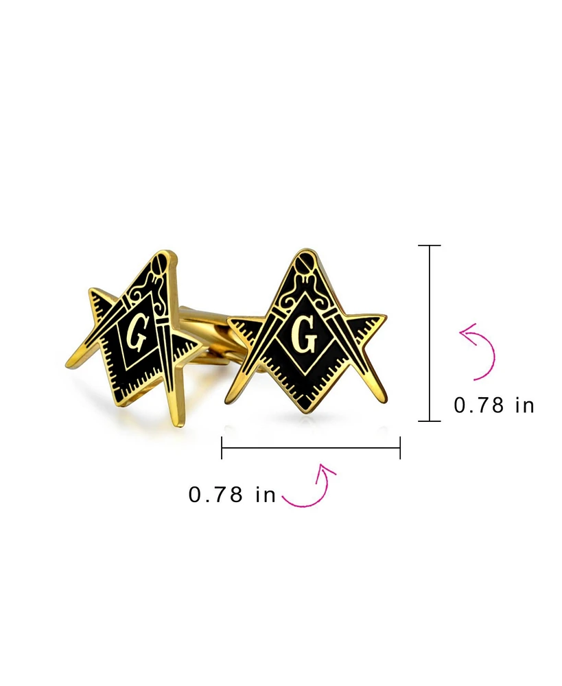 Bling Jewelry Shield Round Freemasons Compass Symbol Shirt Cufflink Blue Black Enamel