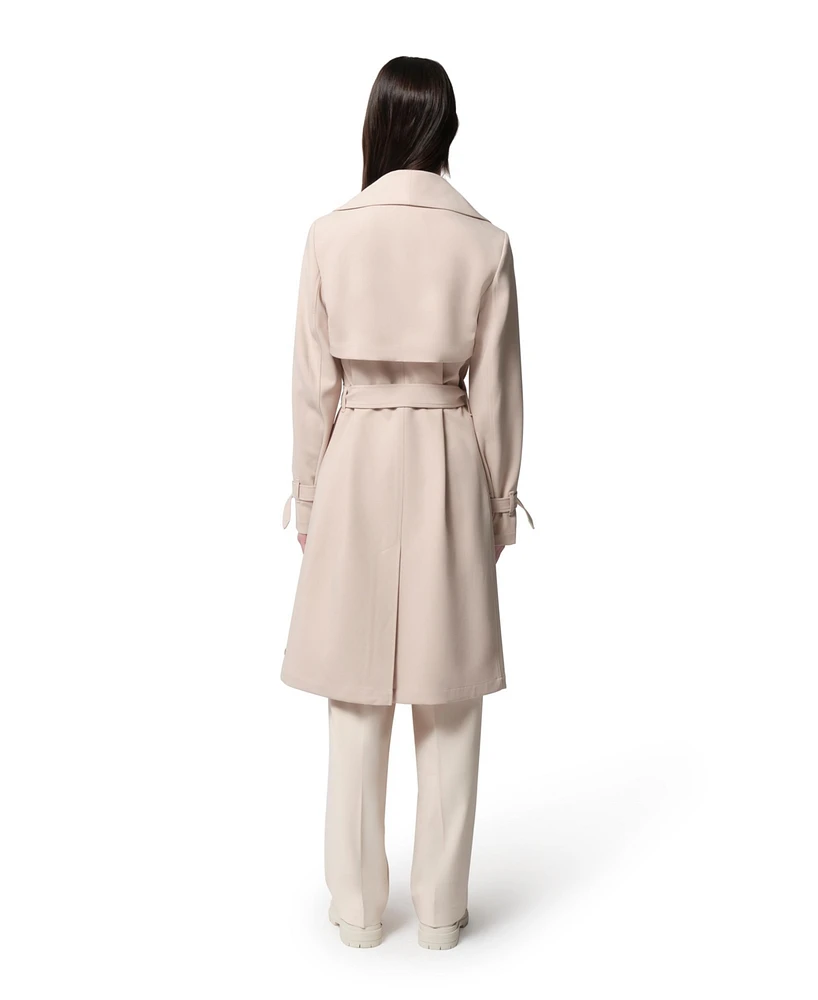 Soia & Kyo Womens Olivia Relaxed-Fit Belted Trench With Cascade Collar