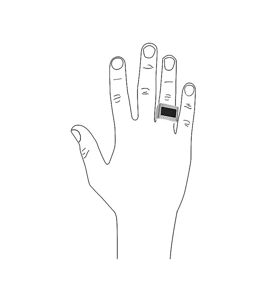 Bling Jewelry Stainless Steel Geometric Greek Cz Accent Black Rectangle Signet Ring Silver Tone
