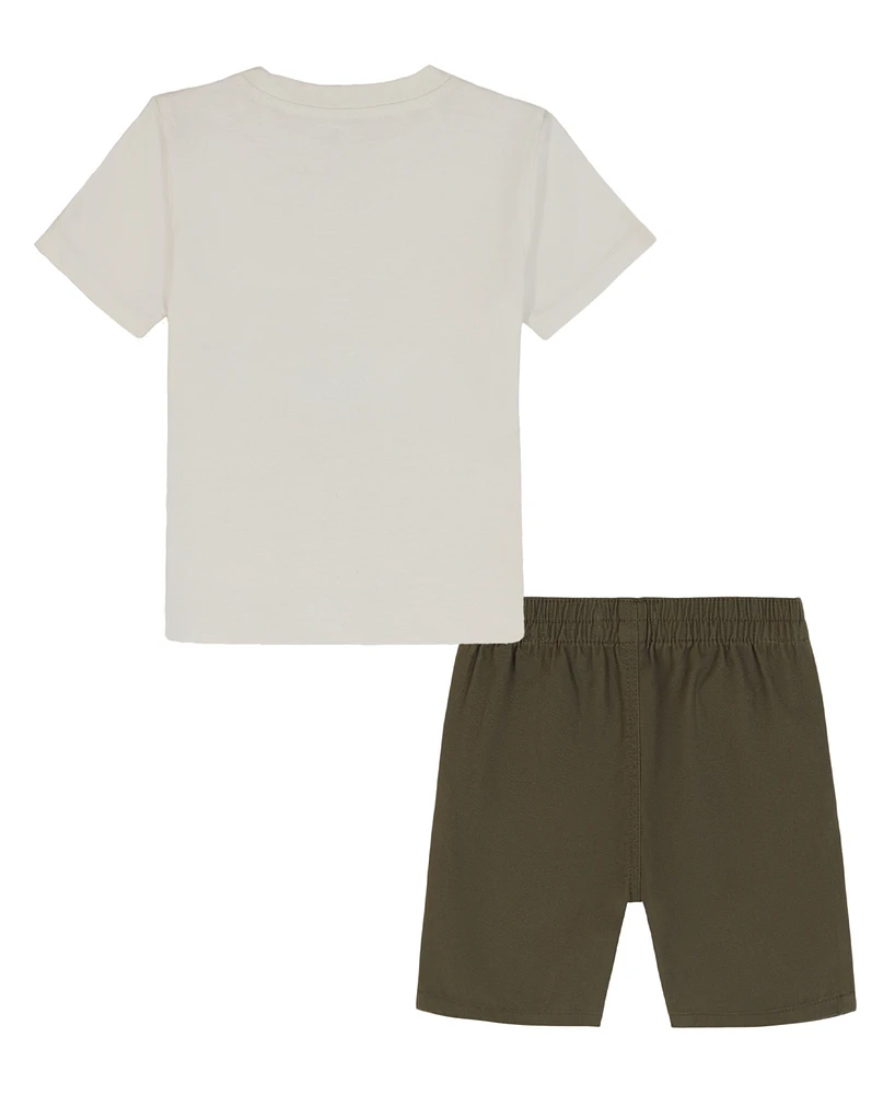 Kids Headquarters Baby Boys 2-Piece Jersey Truck Short Sleeve T-Shirt and Twill Cargo Shorts Set