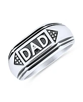 Bling Jewelry Word Band Signet Dad Ring For Father Day Gift Oxidized Black Silver Tone Stainless Steel