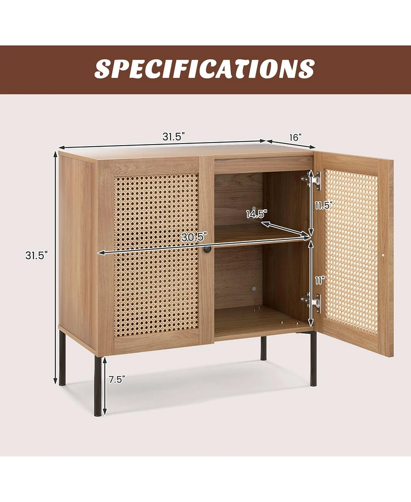 Kitchen Sideboard Cabinet with 2 Doors and Adjustable Interior Storage Shelf