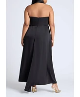 Eloquii Women's Halter Neck Satin Maxi Dress