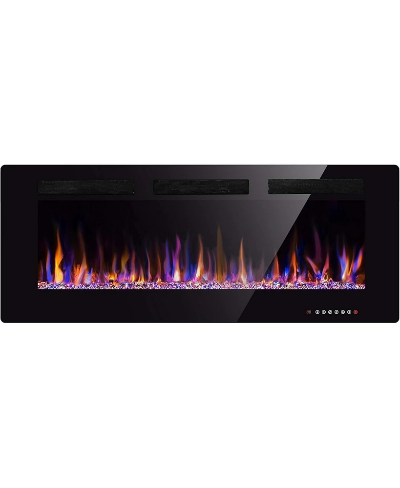 Kismile Electric Fireplace inch Recessed and Wall Mounted,The Thinnest FireplaceLow Noise, Fit for 2 x 6 Stud, Remote Control with Timer,Touch Screen