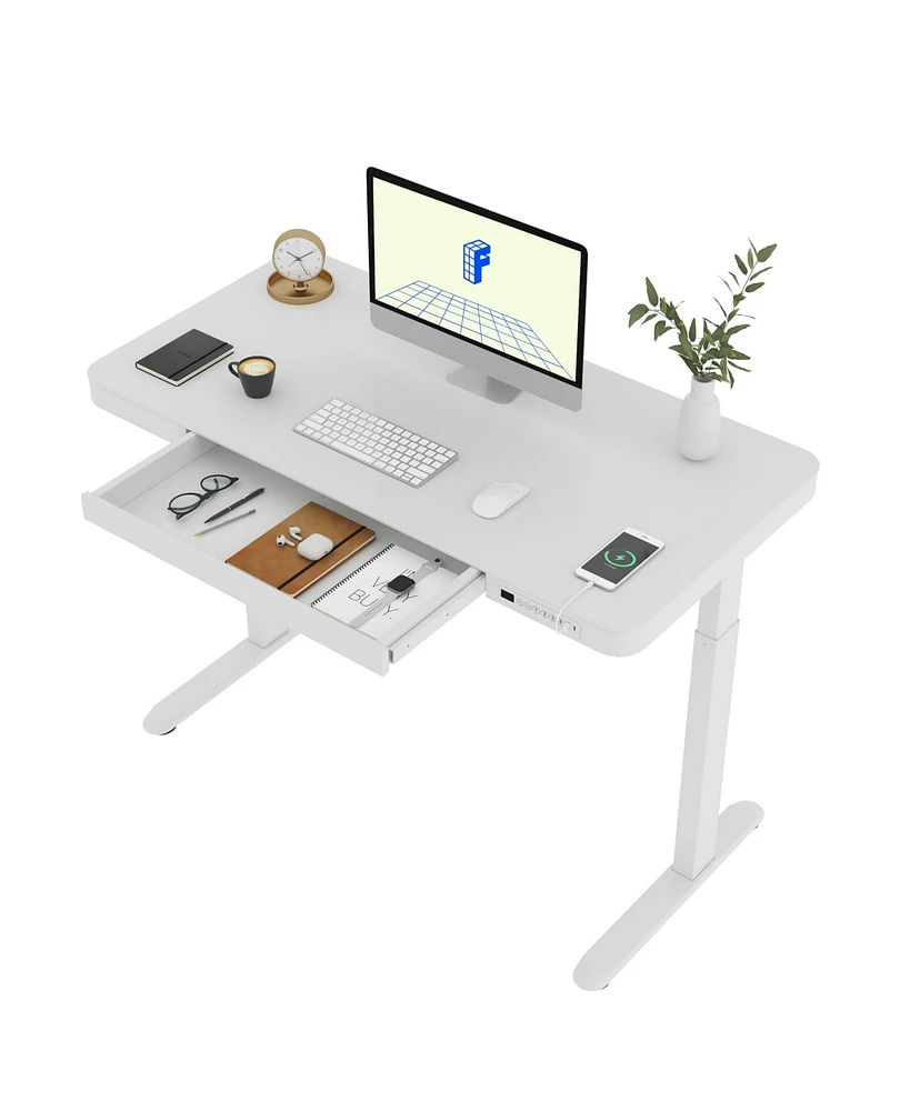 Flexispot EG9W-e, Electric Height Adjustable Glass Top Standing Desk, Black