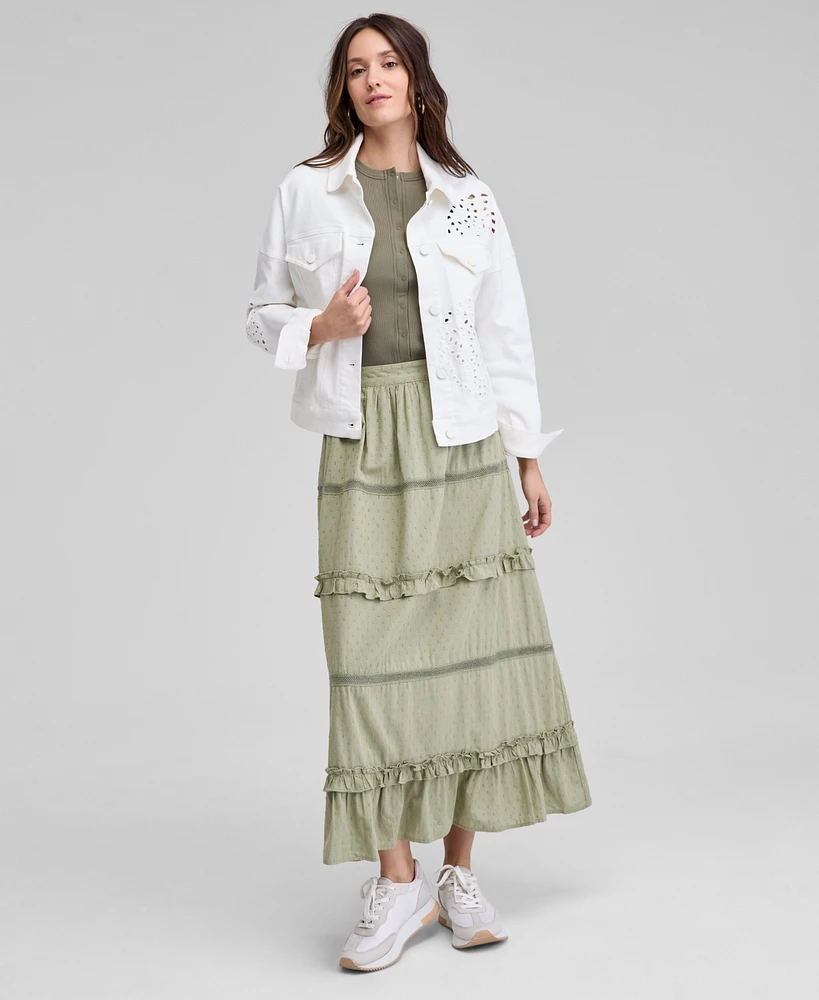 And Now This Women's Eyelet Embroidered Denim Jacket, Exclusively at Macy's
