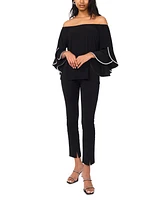 Msk Plus Size Off-The-Shoulder 3/4-Embellished-Cuff Top