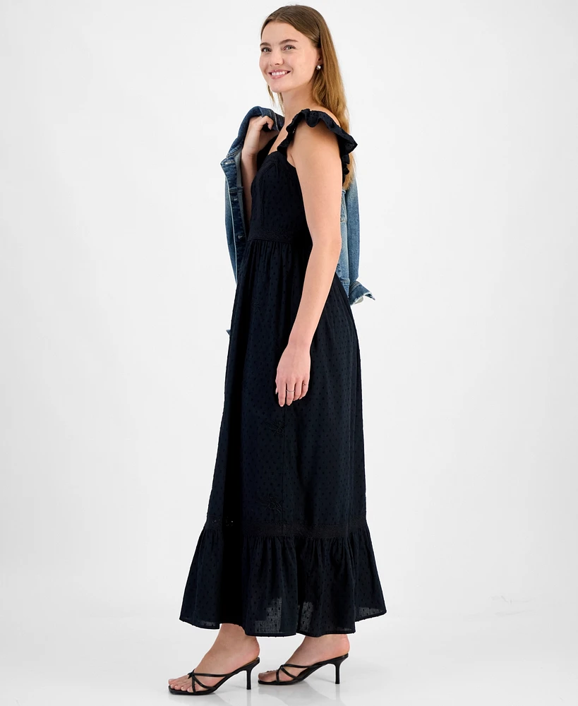 And Now This Women's Cotton Ruffled-Strap Swiss Dot Maxi Dress, Exclusively at Macy's