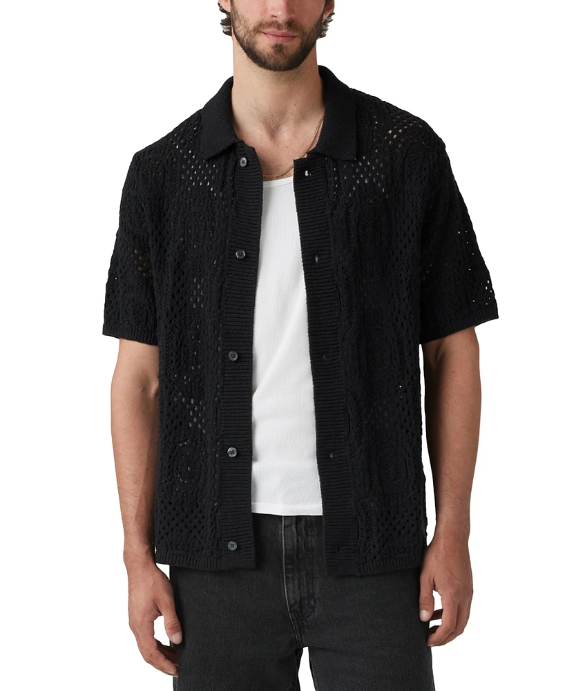 Levi's Men's Straight-Fit Pointelle Crochet Button-Down Camp Shirt