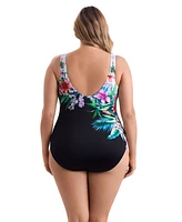 Longitude by Mimi Flamingo Bora Panel Scoopback Highneck One Piece Swimsuit