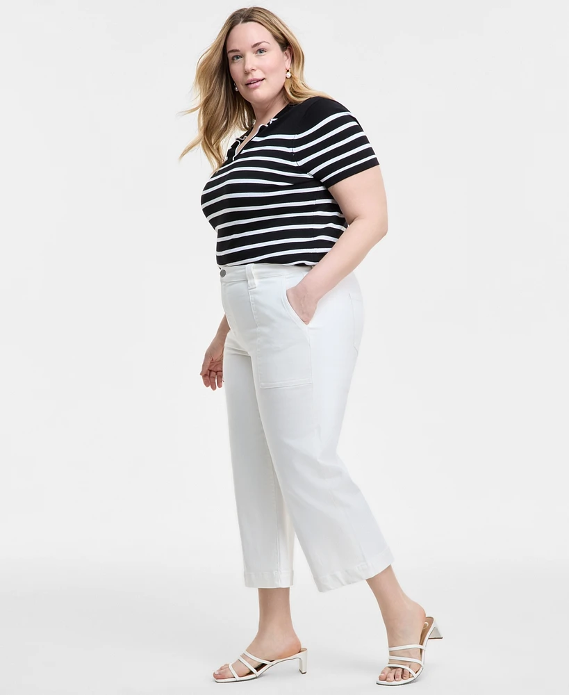 Liverpool Los Angeles Plus Stride High-Rise Cropped Wide-Leg Jeans