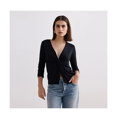 Reistor Women's Twist Front Knit Shirt Black