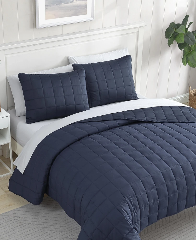 Closeout! Nautica Solid Brushed Micro Jersey 3-Pc. Quilt Set