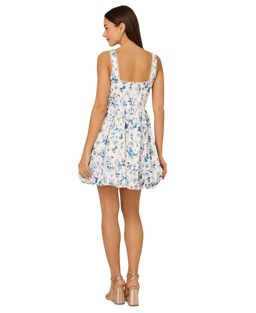 Adrianna by Papell Women's Floral Balloon-Hem Dress