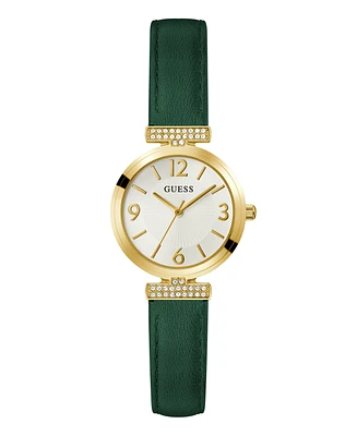 Guess Women's Analog Green Genuine Leather Watch, 28mm