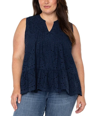 Liverpool Plus Cotton Eyelet Sleeveless Blouse