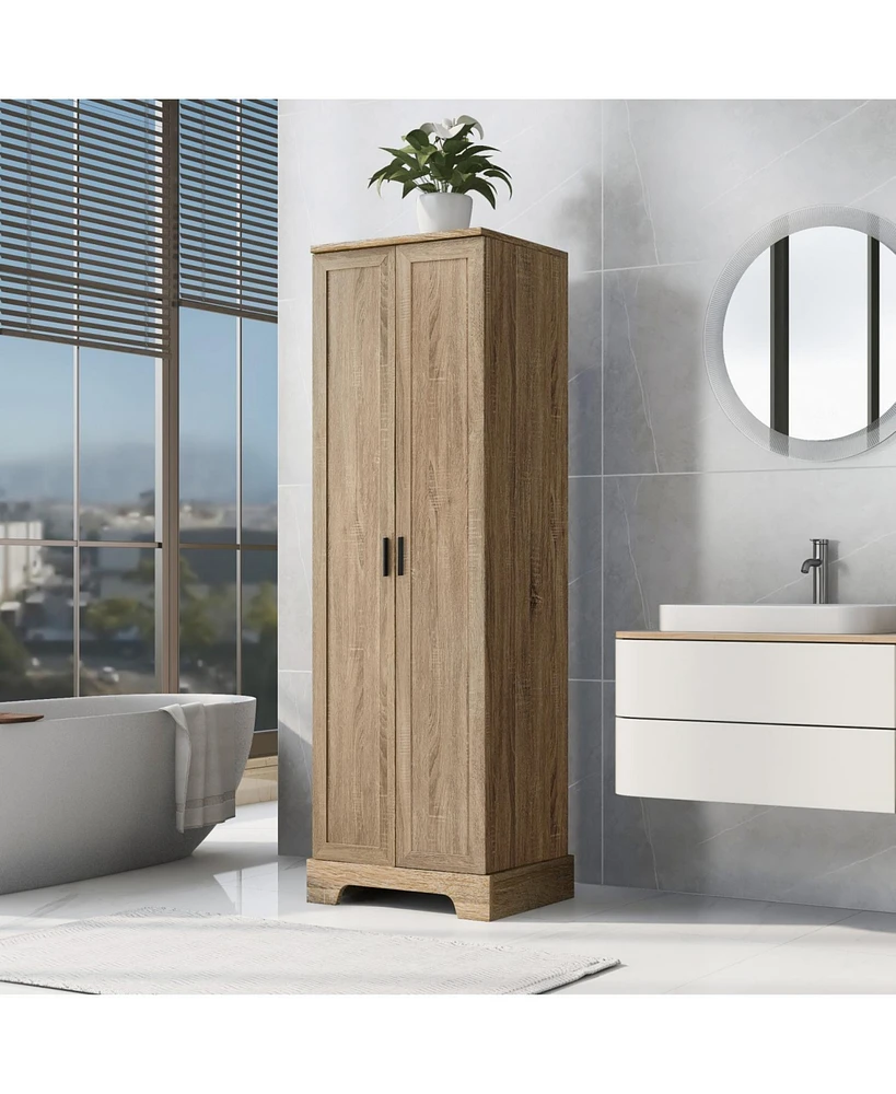 Storage Cabinet with Two Doors for Bathroom, Office, Adjustable Shelf, Mdf Board, Brown