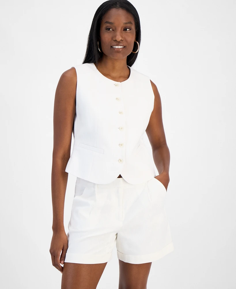 Bar Iii Women's Button-Front Vest, Exclusively at Macy's