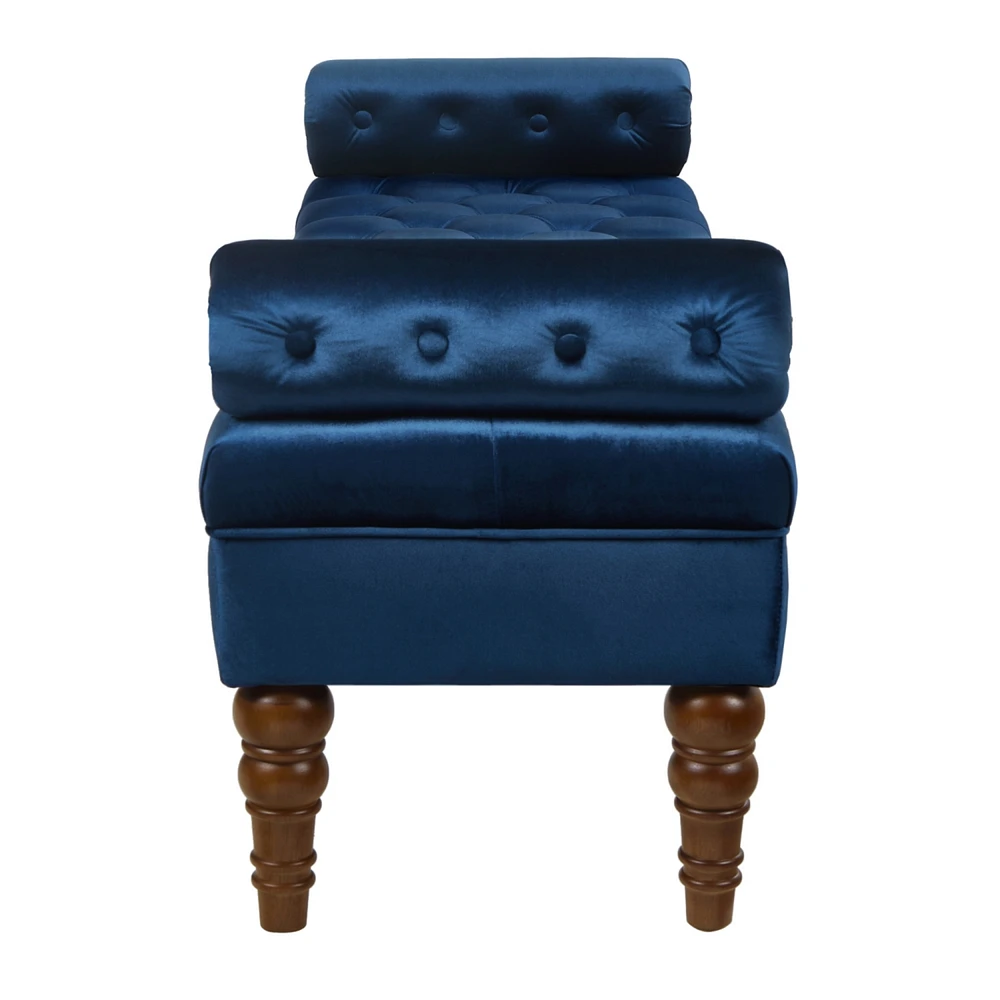 Velvet Bed Bench with Tufted Buttons, Upholstered Window/Entryway Bench