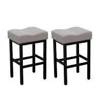 Dyhome Counter Height Bar Stools Set of 2, 27 Inches Modern Kitchen Bar Stools, Metal Legs Backless Saddle Stool Chair for Kitchen Island, Dining Room
