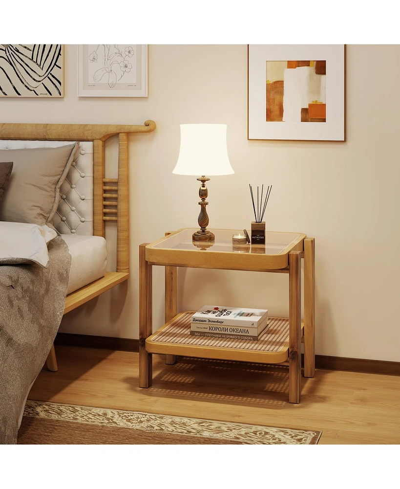 2-Tier End Table Stylish & Functional Side Table for Living Room or Bedroom Storage