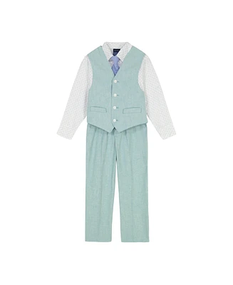 Nautica Toddler and Little Boys Linen Look Vest Set with Tie
