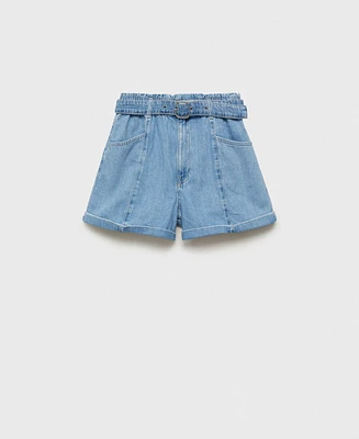 Mango Women's Denim Belted Shorts