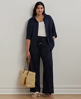 Lauren Ralph Lauren Plus Size Linen Drawcord Pants