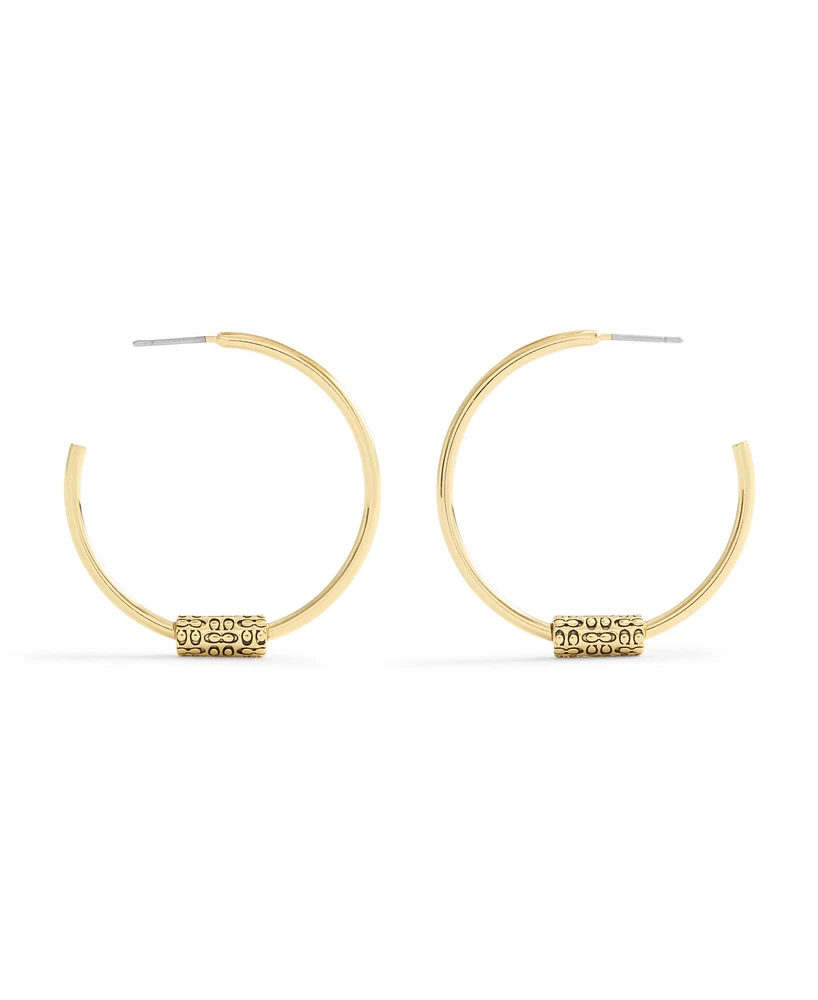 Coach Large Signature Quilted Tube Hoop Earrings