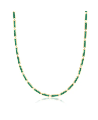 The Lovery Malachite Bar Necklace 14K Gold 16 inches