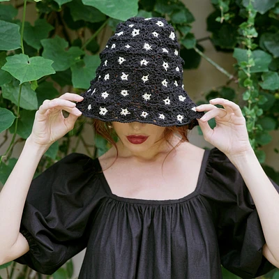 Brunna.co Flora Crochet Hat In Black