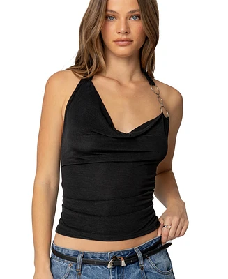 Edikted Women's Rhia Cowl Neck Halter Top