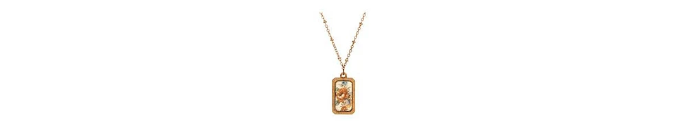2028 Floral Enamel Rectangular Pendant Necklace