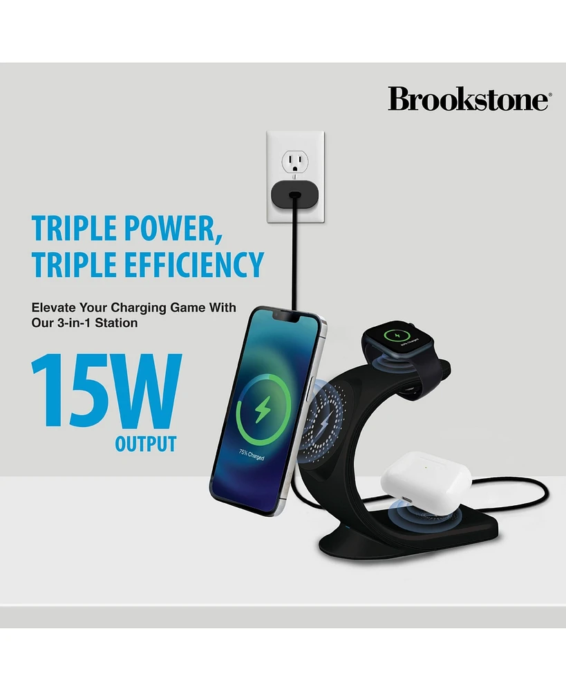 Brookstone 3-In-1 Wireless Magsafe Charging Moon for iPhone, Airpods, and Apple Watch