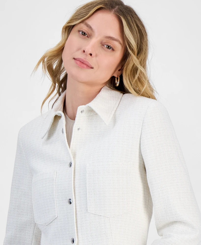 Hugo Women's Metallic-Accent Textured Cropped Jacket