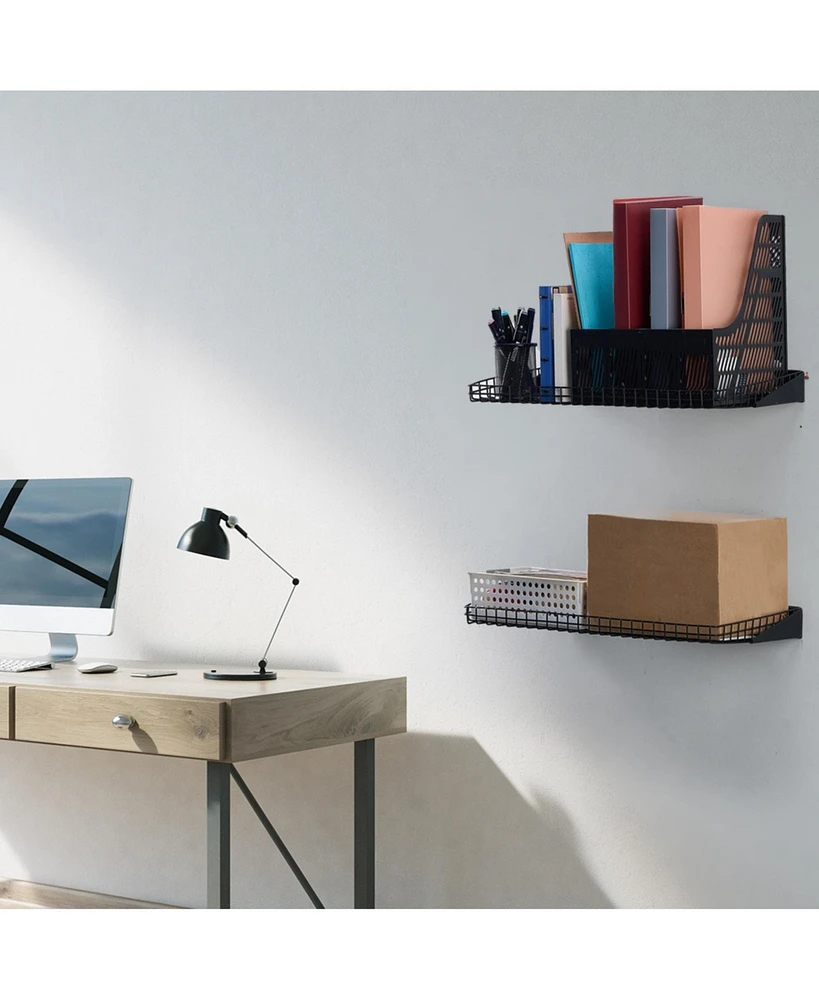 Lugo 24"x12" Garage Wall Shelves, 2 Pack, Black
