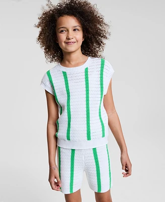 Epic Threads Little & Big Girls Striped Crochet Knit Top, Exclusively at Macy's
