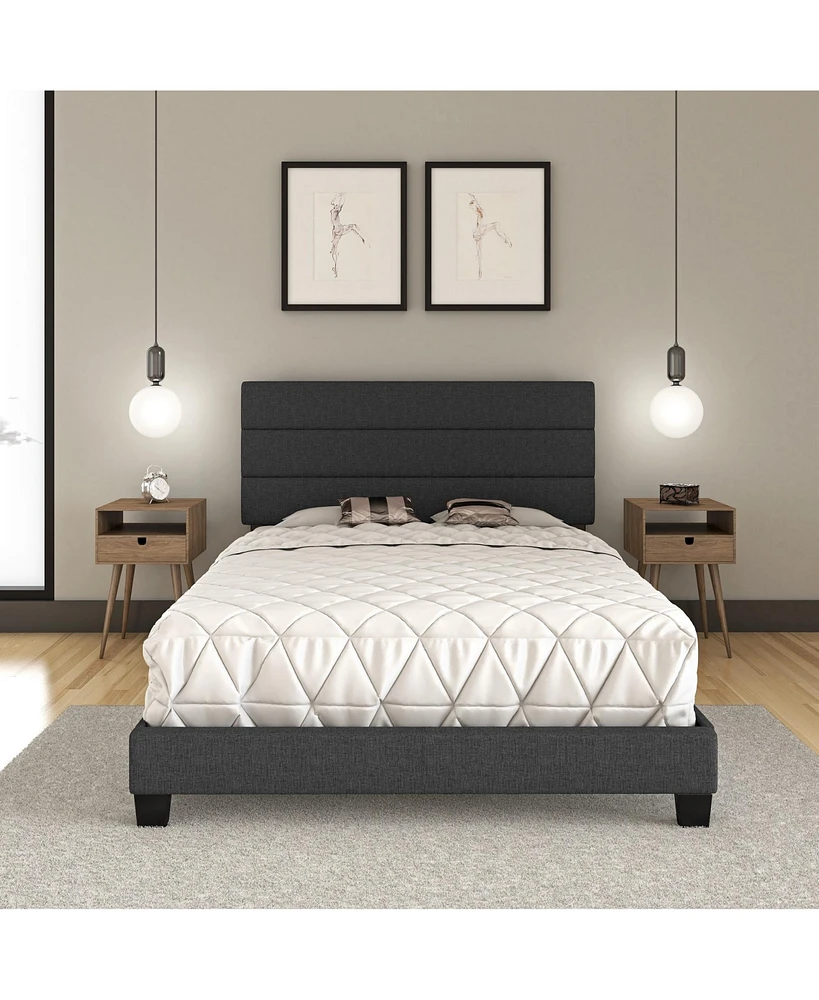 Boyd Sleep Ravenna Upholstered Linen Adjustable Height Headboard Platform Bed Frame