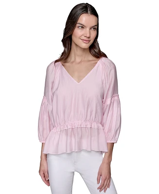 Karl Lagerfeld Paris Women's Tiered-Sleeve Peplum Top