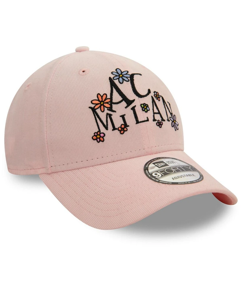 New Era Men's Pink Ac Milan Needle Cord Doodle 9FORTY Adjustable Hat