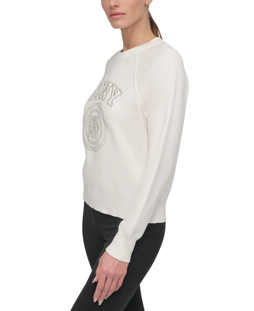 Dkny Sport Women's Varsity Embroidery Raglan-Sleeve Top