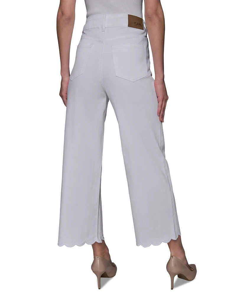 Karl Lagerfeld Paris Women's Scalloped-Edge Cropped Jeans