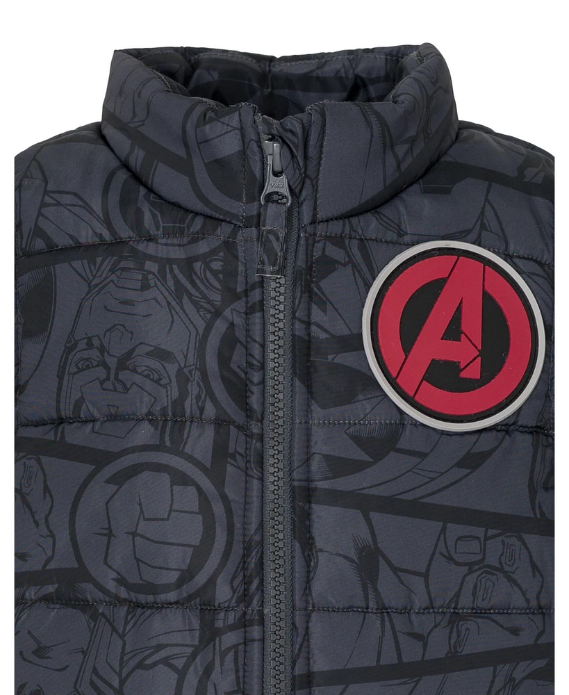 Avengers Boys Marvel Zip Up Vest 2fer Jacket and Pullover Fleece Hoodie